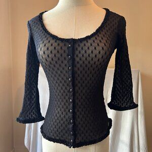 Vintage Betsey Johnson New York Swiss Dot Cardigan